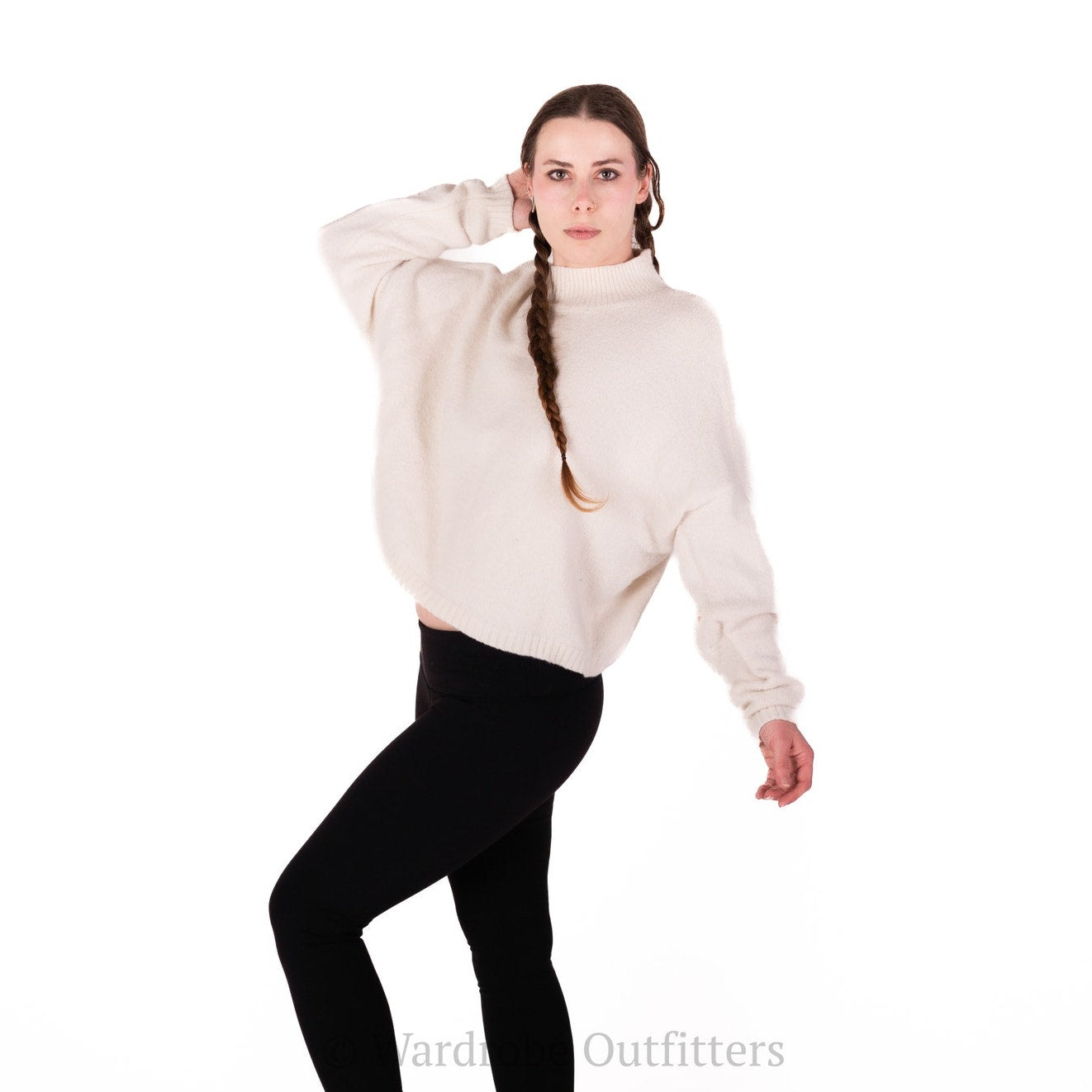 Cream White Plush Long Sleeve Sweater