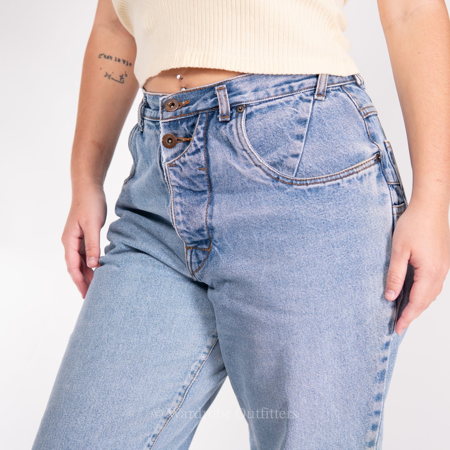 Vintage 90s Bonjour Light Wash Tapered Mom Jeans