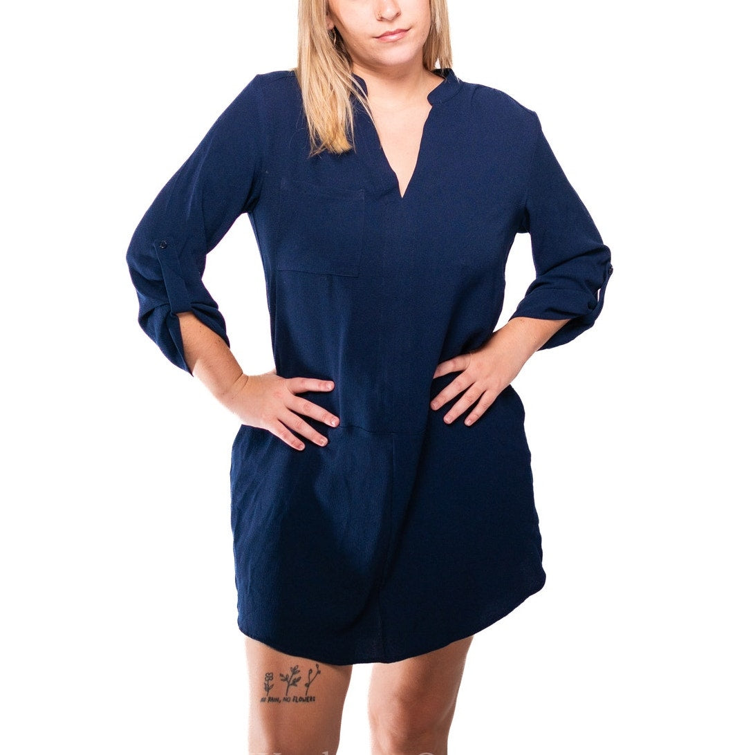 Lush x Anthropologie Navy Blue Summer Tunic Shirt Dress - M