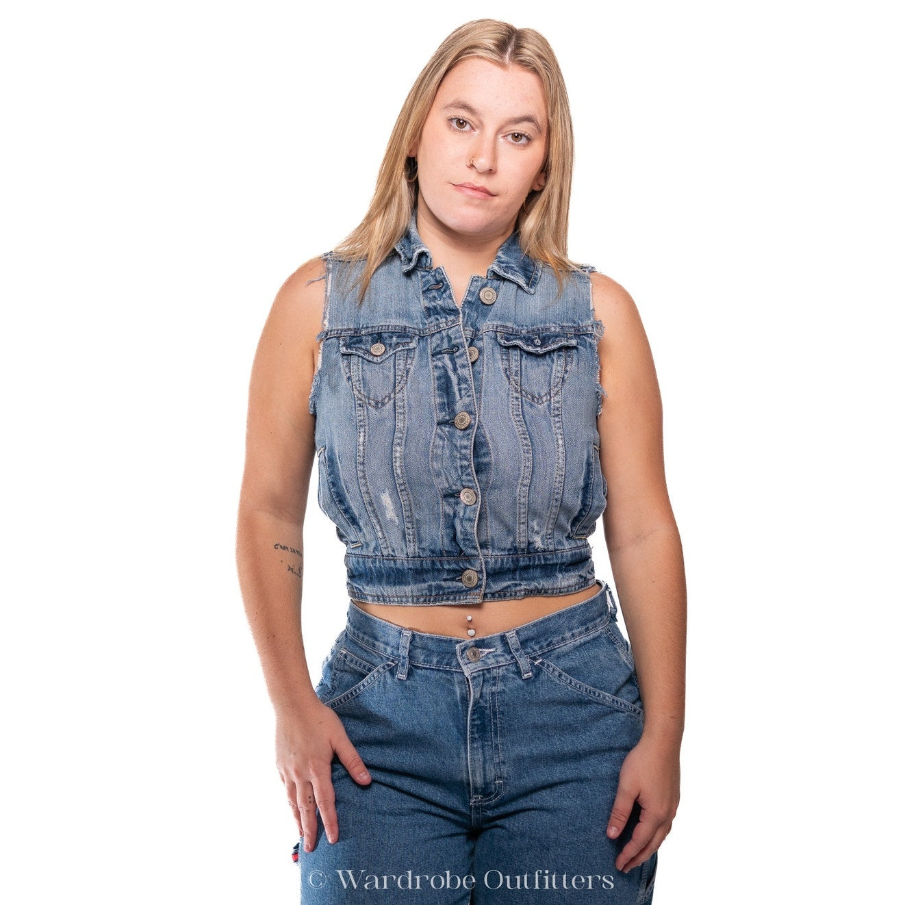 2010 AEO Denim Cropped Cutoff Vest