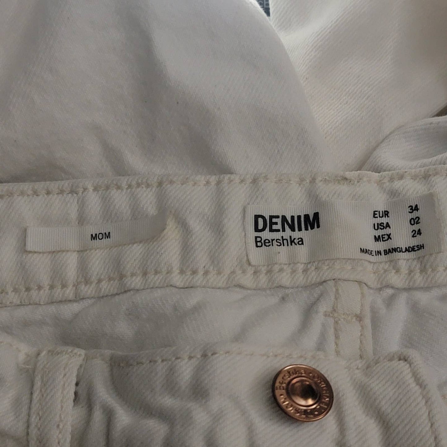 Bershka White Denim High Rise Mom Jeans - 2