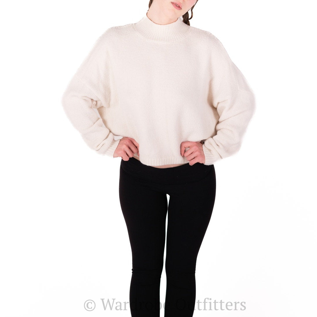 Cream White Plush Long Sleeve Sweater