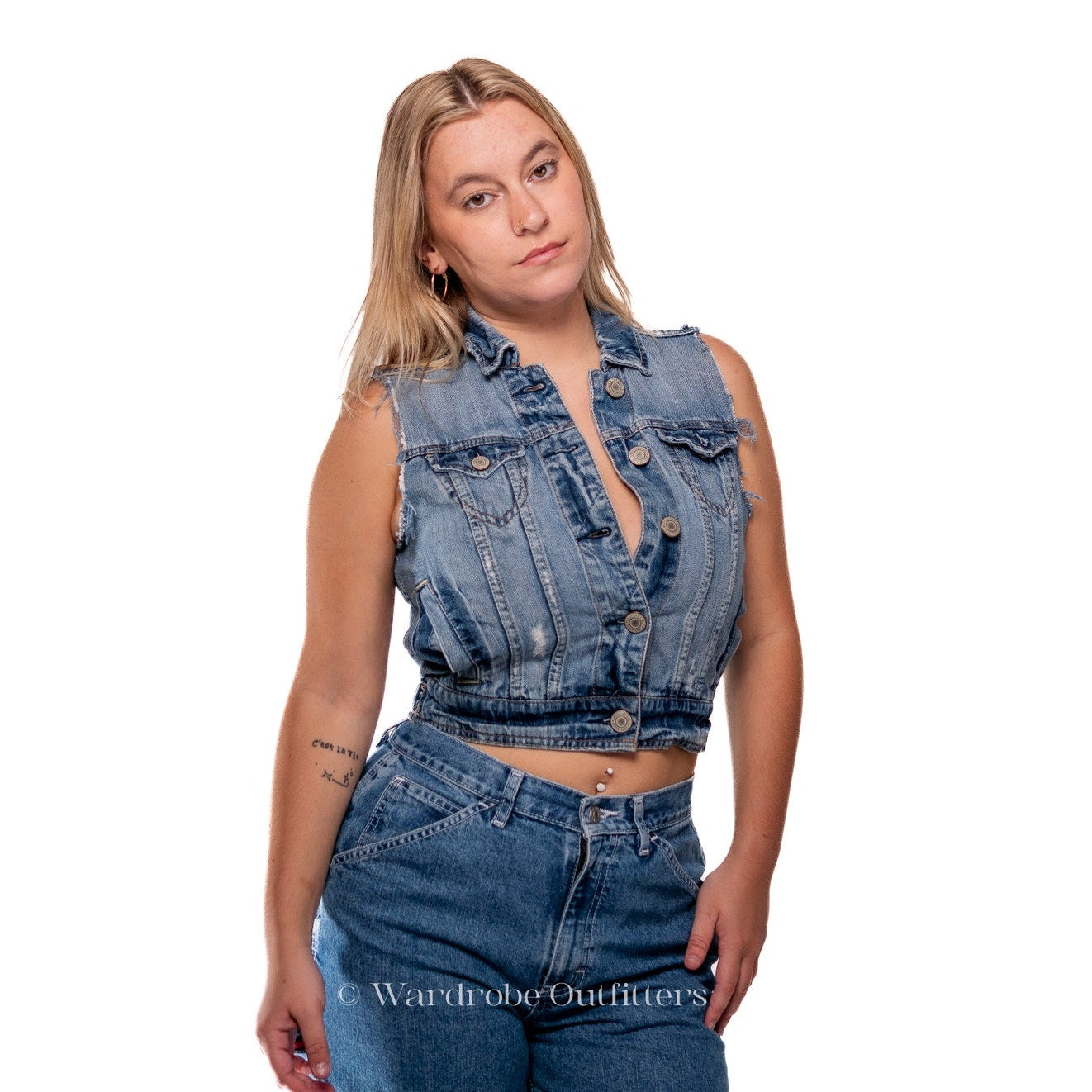 2010 AEO Denim Cropped Cutoff Vest