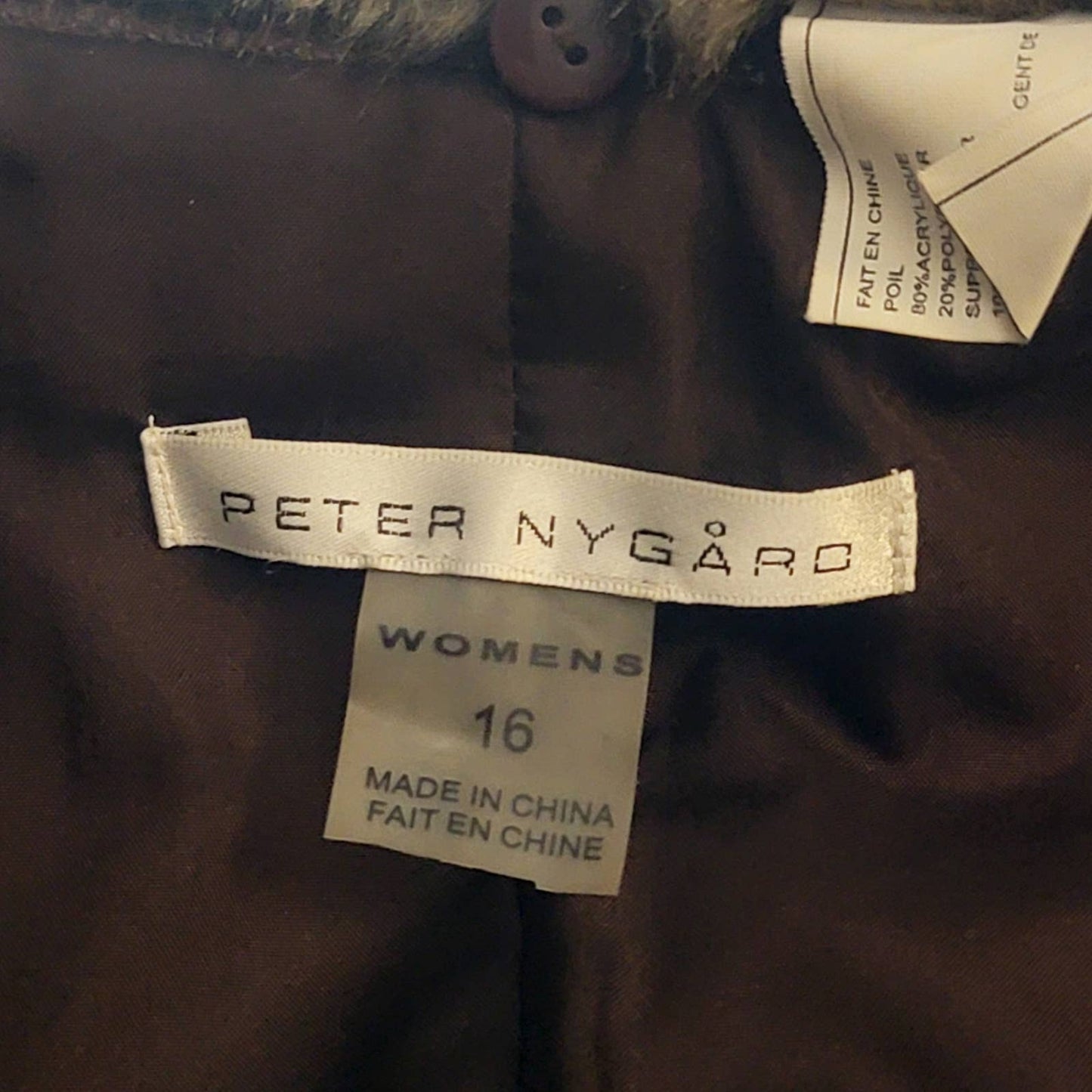 Peter Nygard Brown Faux Alligator Print Fur Collared Jacket - L