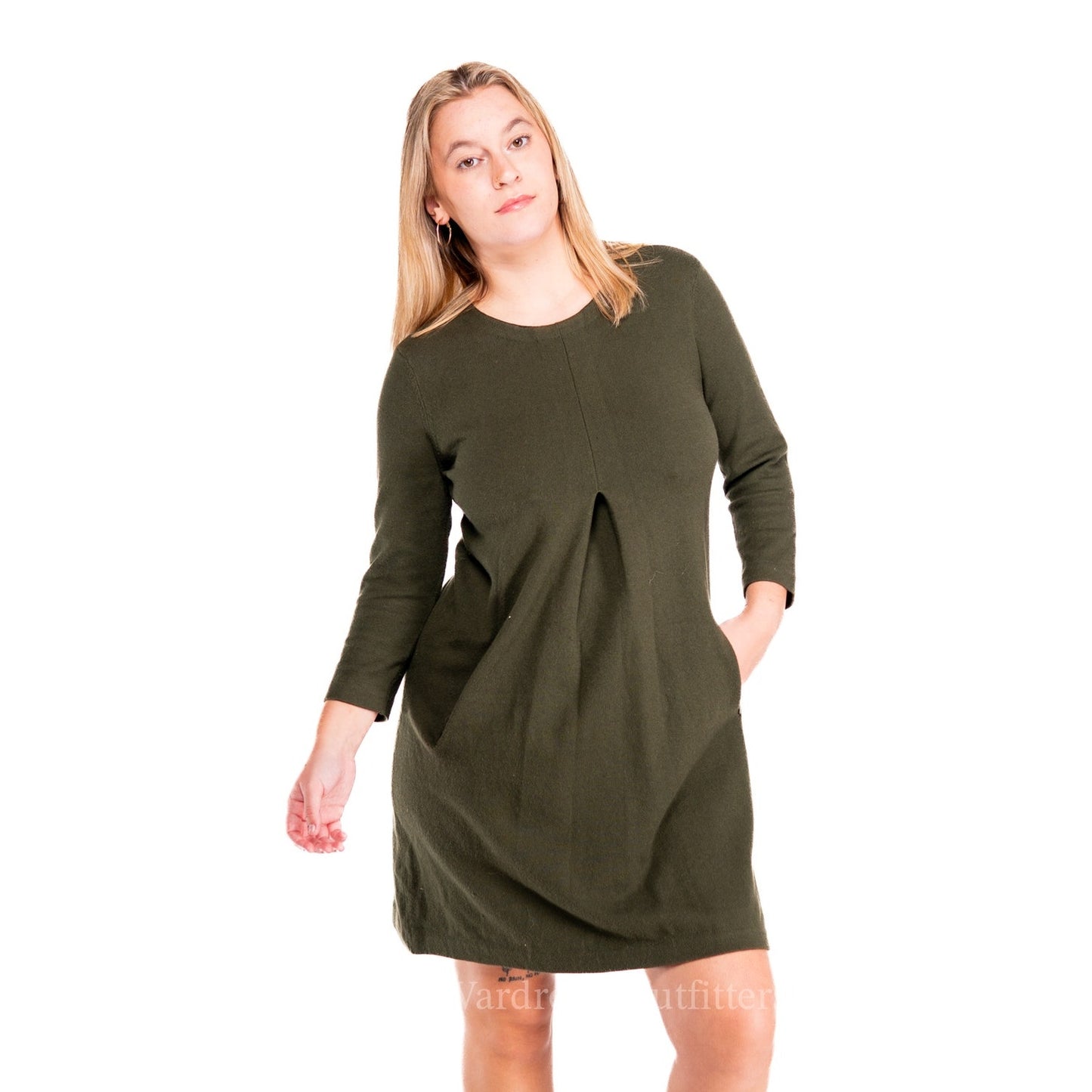 Tyler Boe Cashmere Olive Green Sweater Dress - S