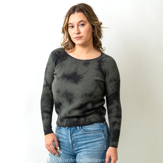 AEO Ribbed Tie Dye Long Sleeve Sweater