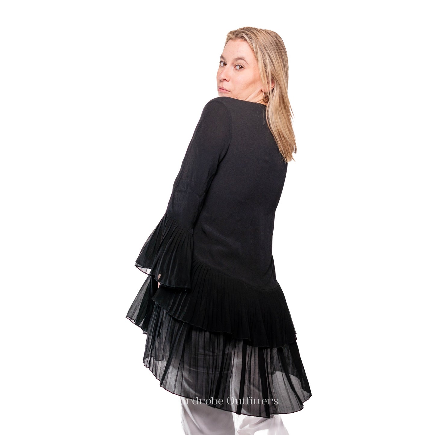 Witchy Black Midi Sheer Sleeve Blouse