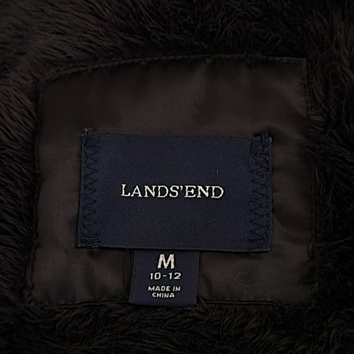 Lands' End Black Puffer Coat Jacket - M