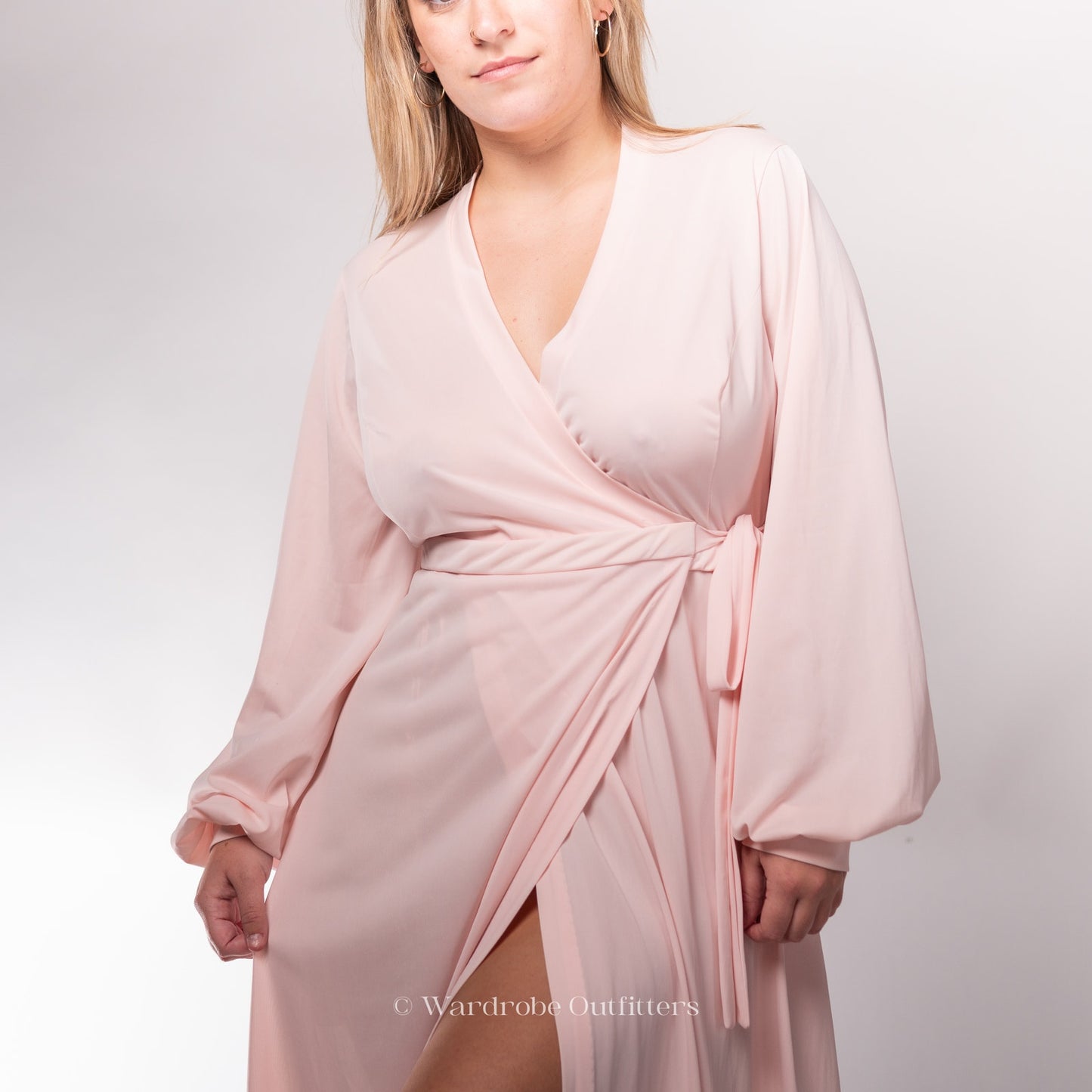 Vintage 1960's OLGA Pink Wrap Up Lingerie Gown Dress