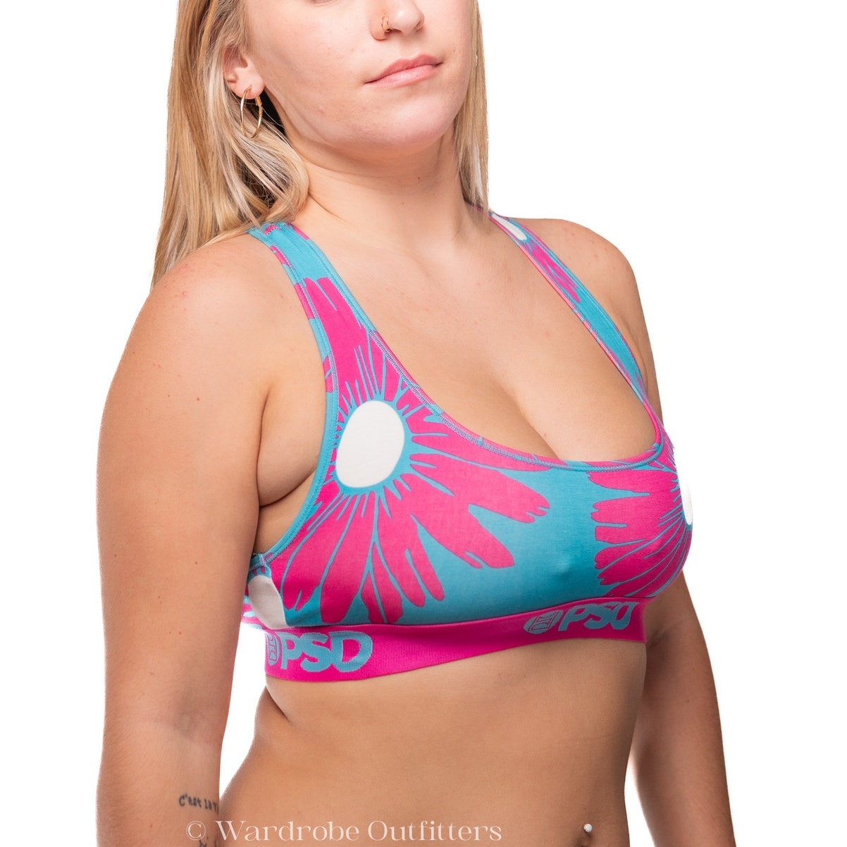 PSD Pink Daisy Daze Pop Racerback Sports Bra