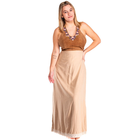 Vintage 1970s Suede Leather Flowy Dress