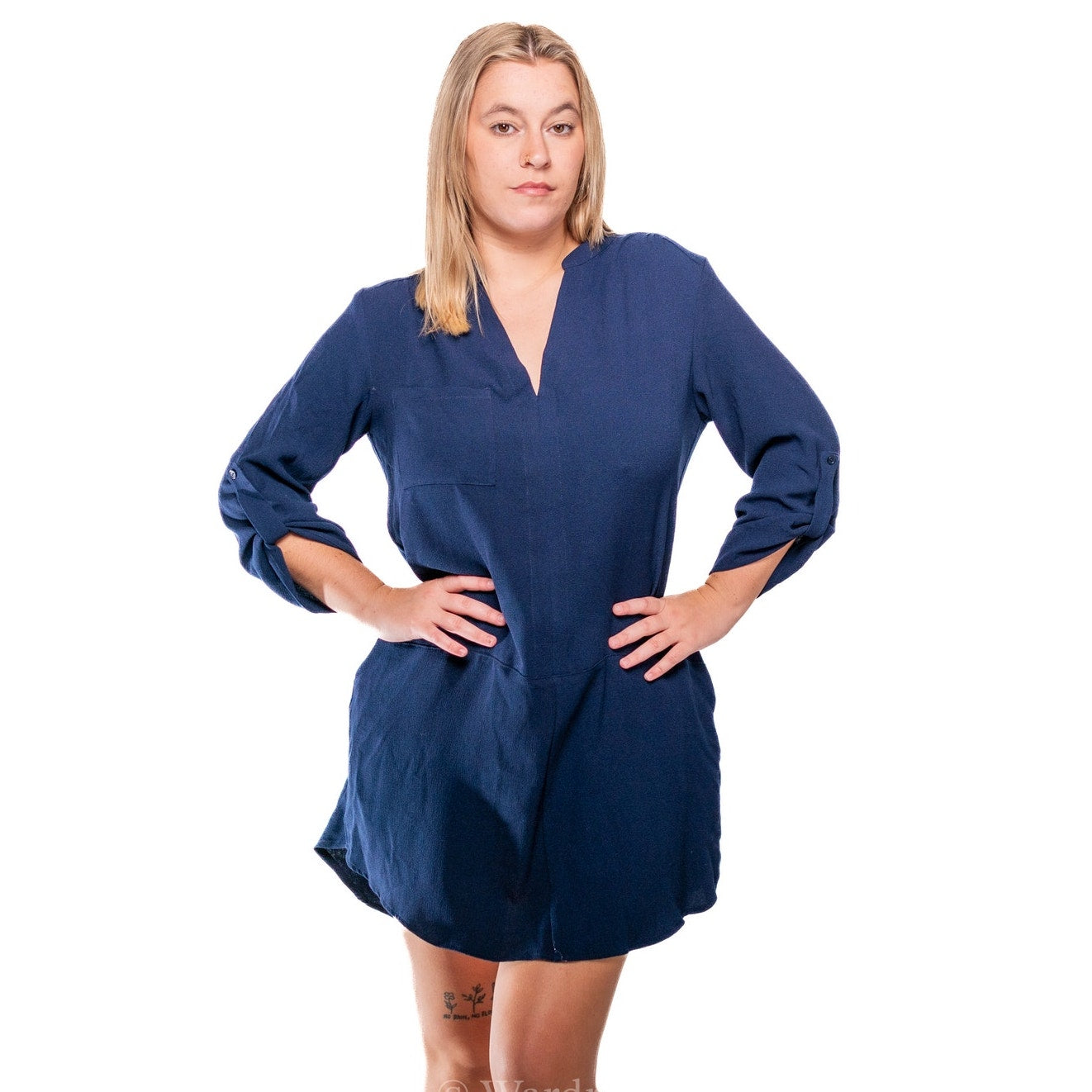 Lush x Anthropologie Navy Blue Summer Tunic Shirt Dress - M