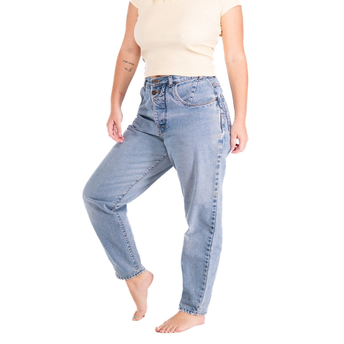 Vintage 90s Bonjour Light Wash Tapered Mom Jeans