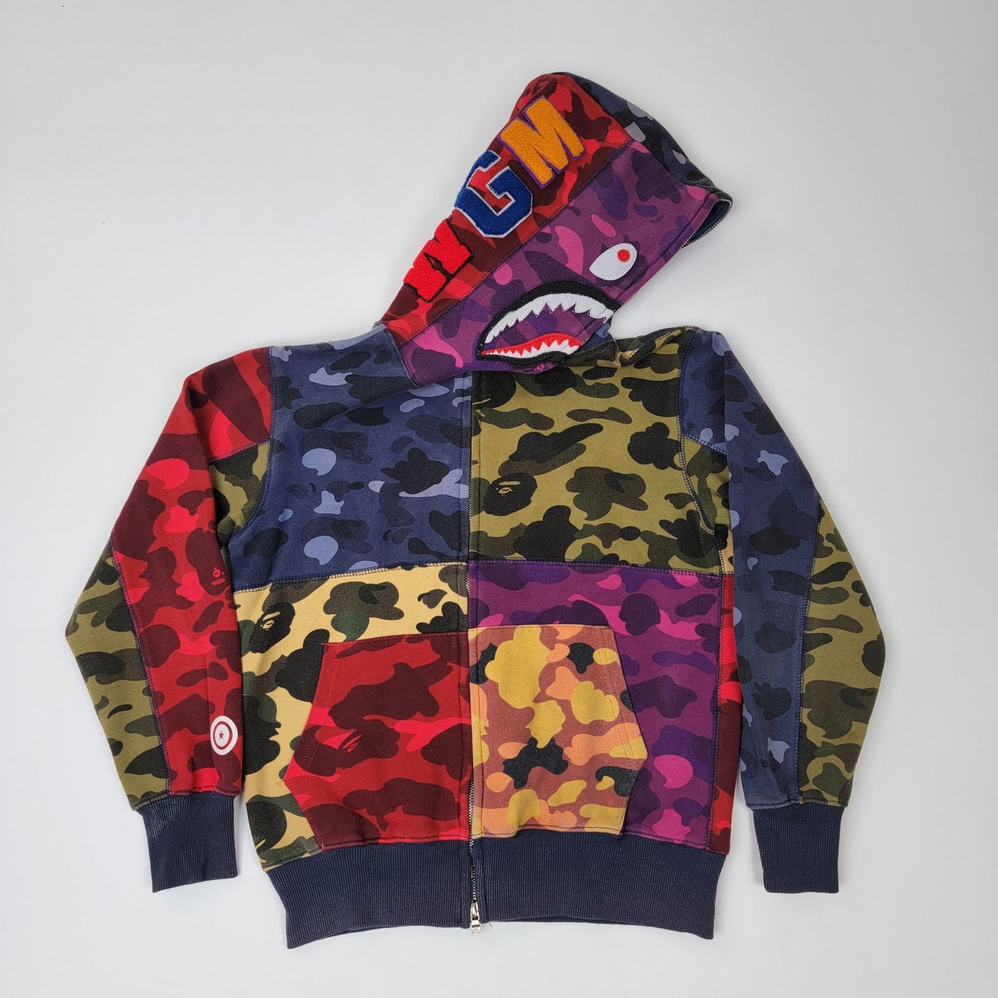 BAPE x A Bathing Ape Mix Camo Crazy Shark Full Zip Hoodie - M