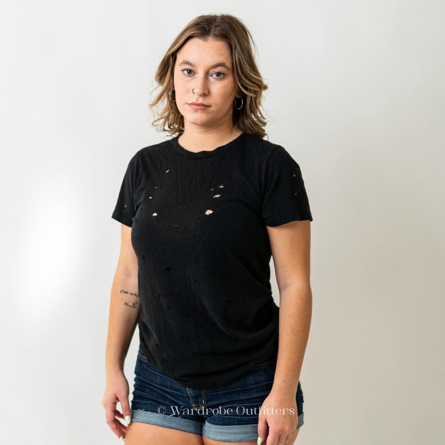 Lulus Distressed Acid Thrashed Black Tee