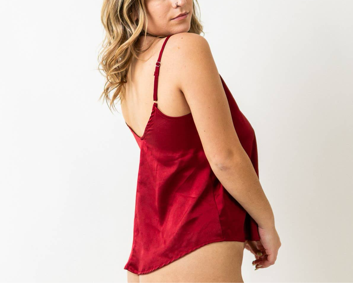 evolutionary Red Satin Babydoll Cami Lingerie - M