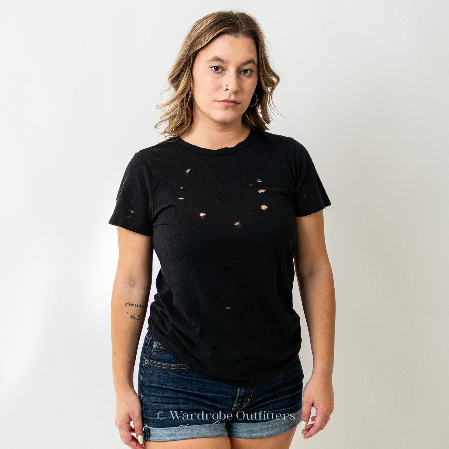 Lulus Distressed Acid Thrashed Black Tee