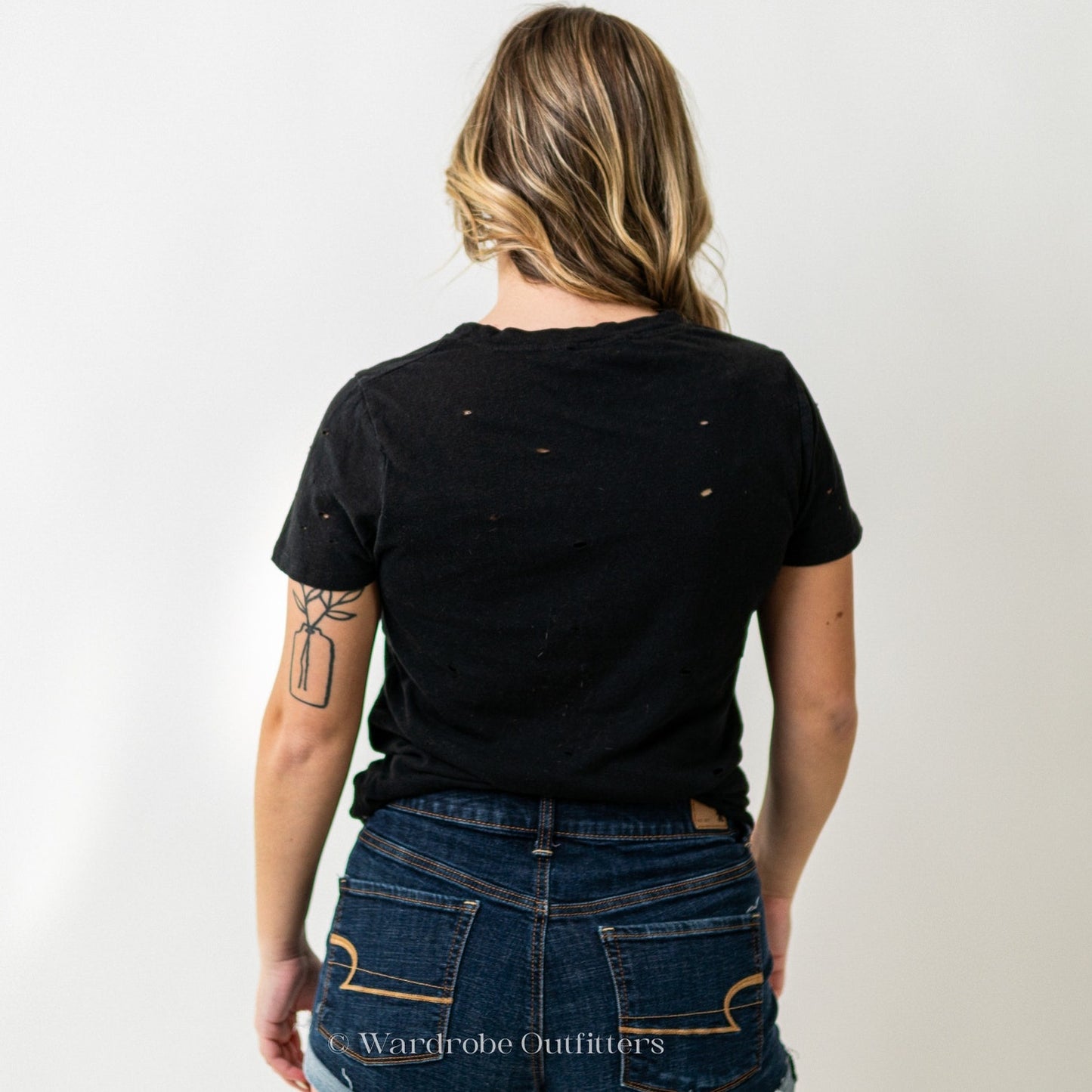 Lulus Distressed Acid Thrashed Black Tee