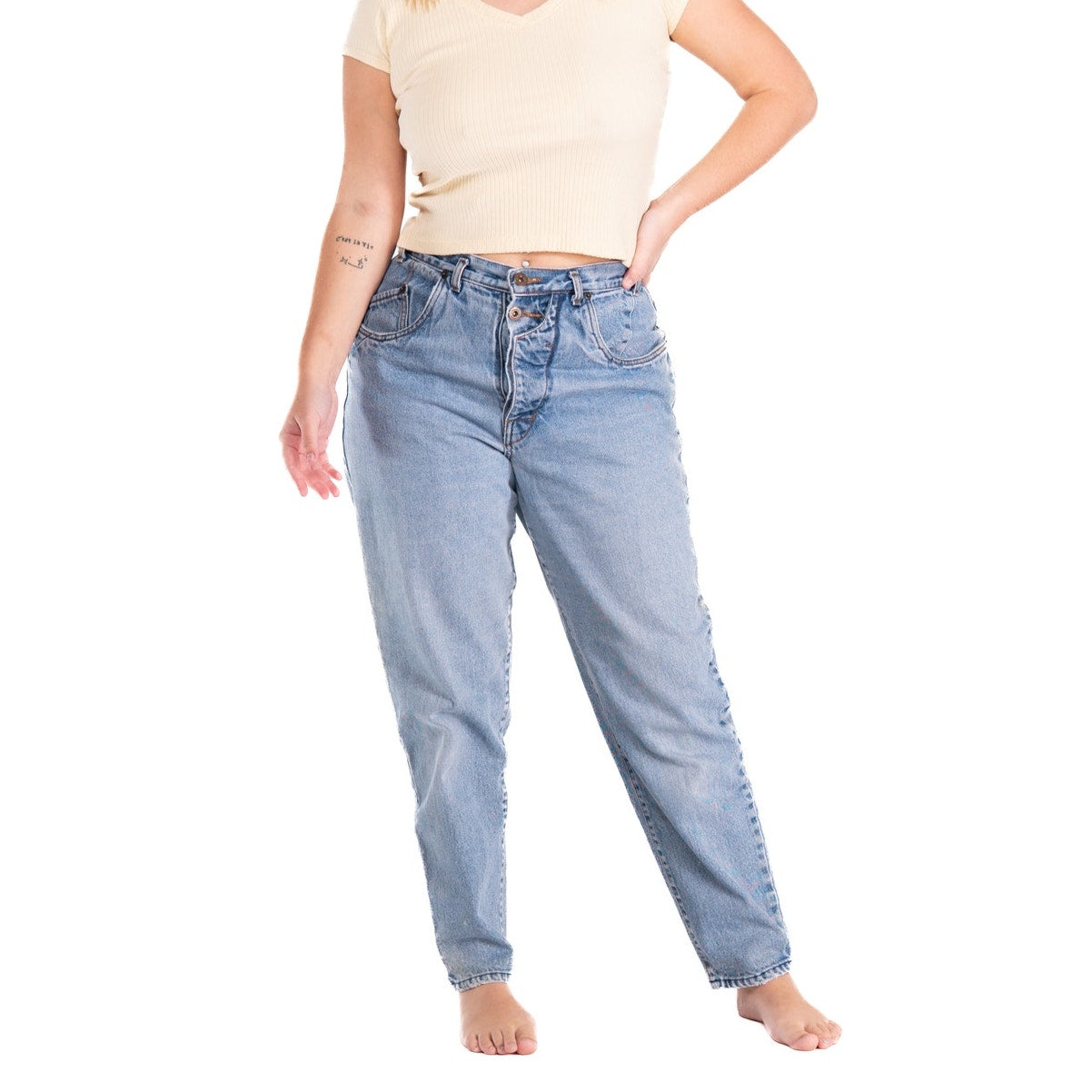 Vintage 90s Bonjour Light Wash Tapered Mom Jeans