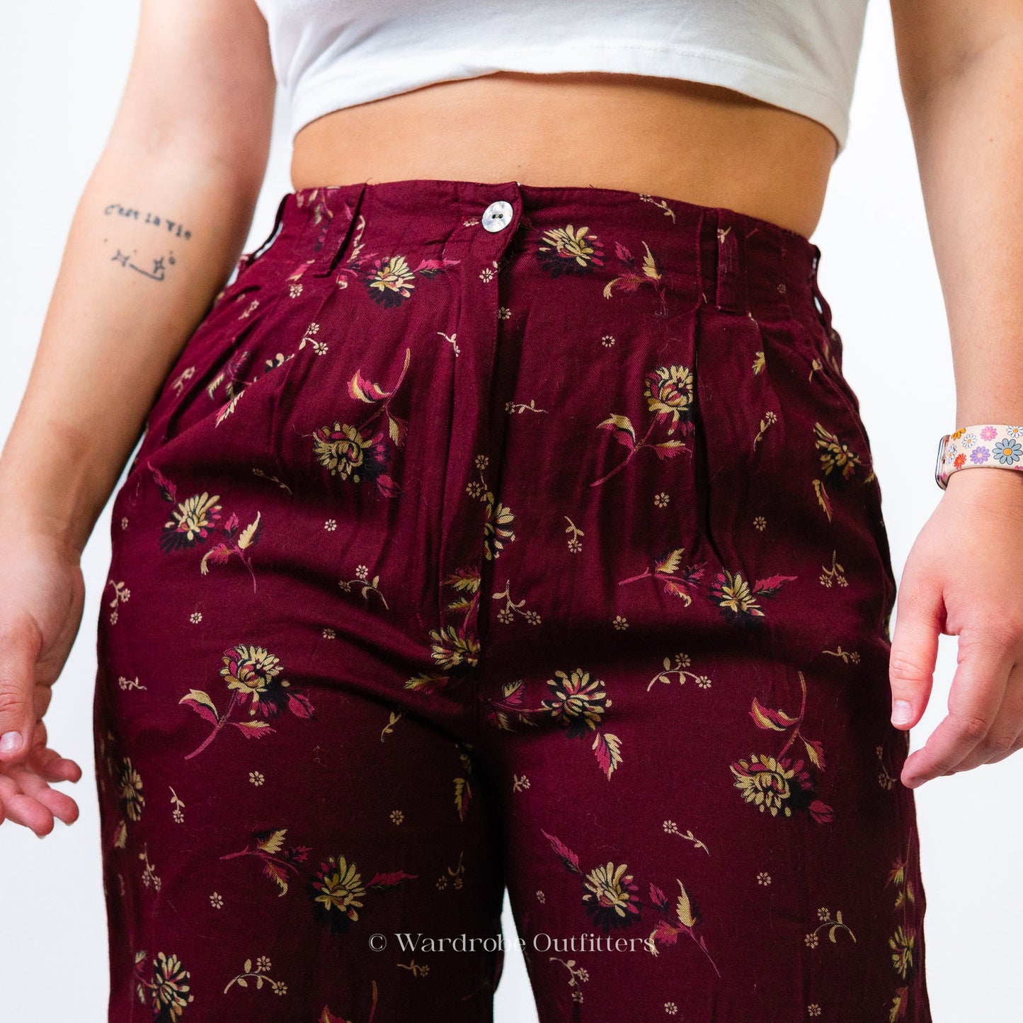 WOOLRICH Mulberry Maroon Floral Dress Pants