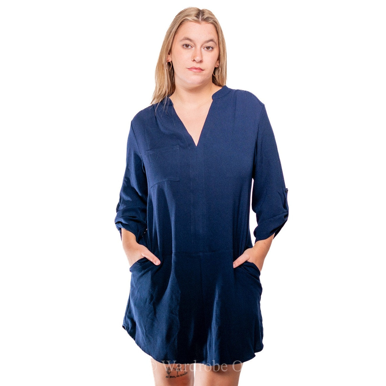 Lush x Anthropologie Navy Blue Summer Tunic Shirt Dress - M