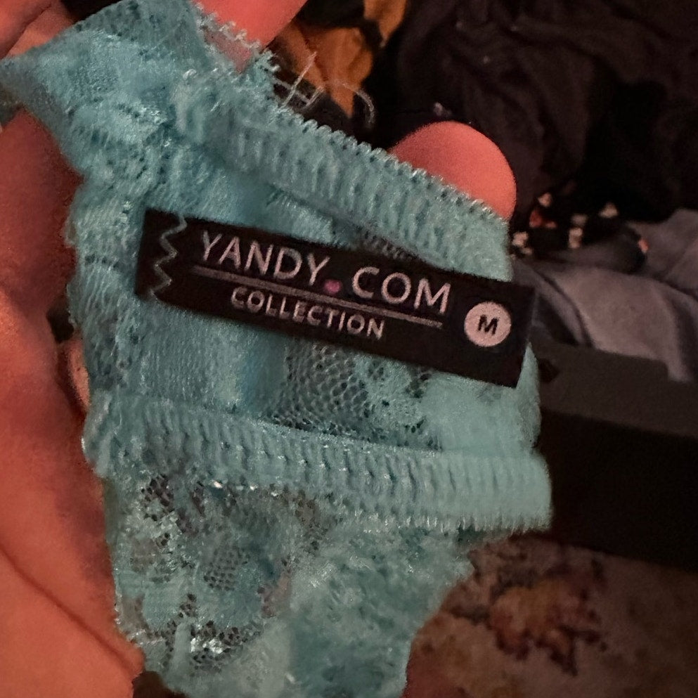 Blue Lace Cheeky Thong Panties