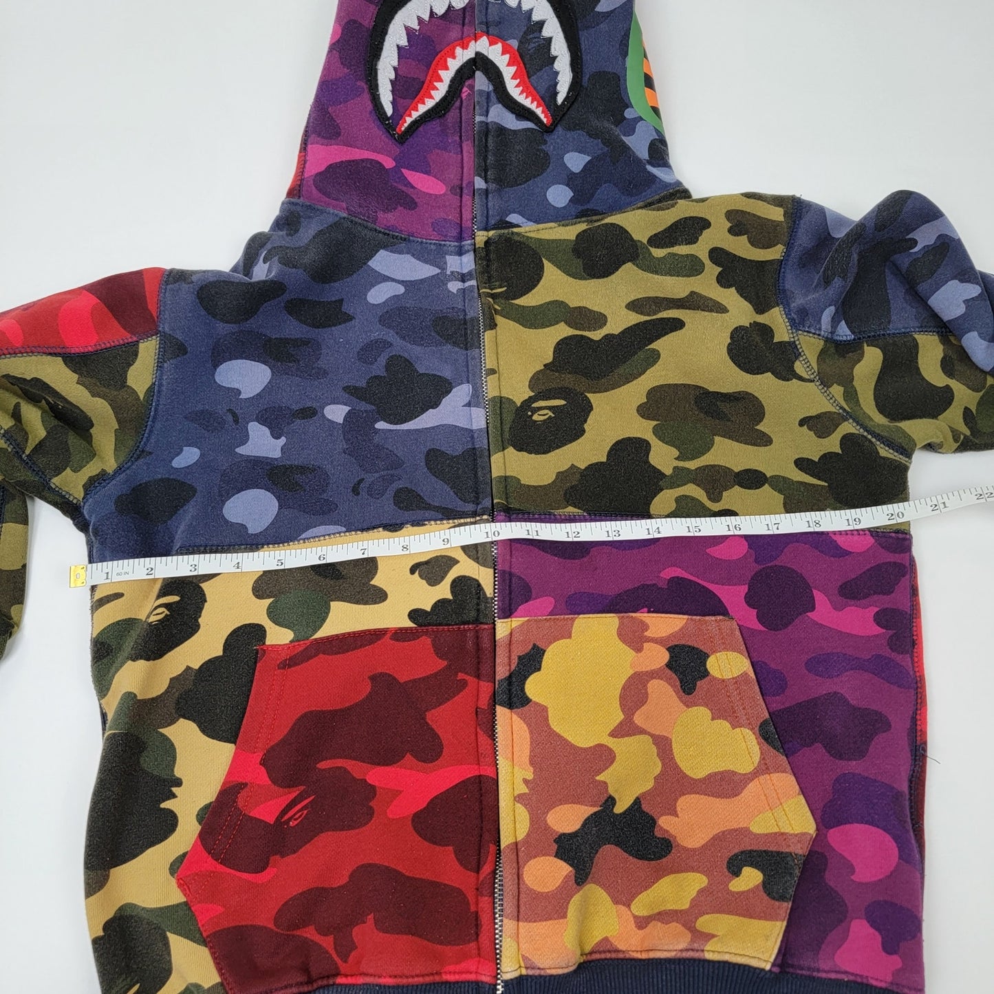 BAPE x A Bathing Ape Mix Camo Crazy Shark Full Zip Hoodie - M