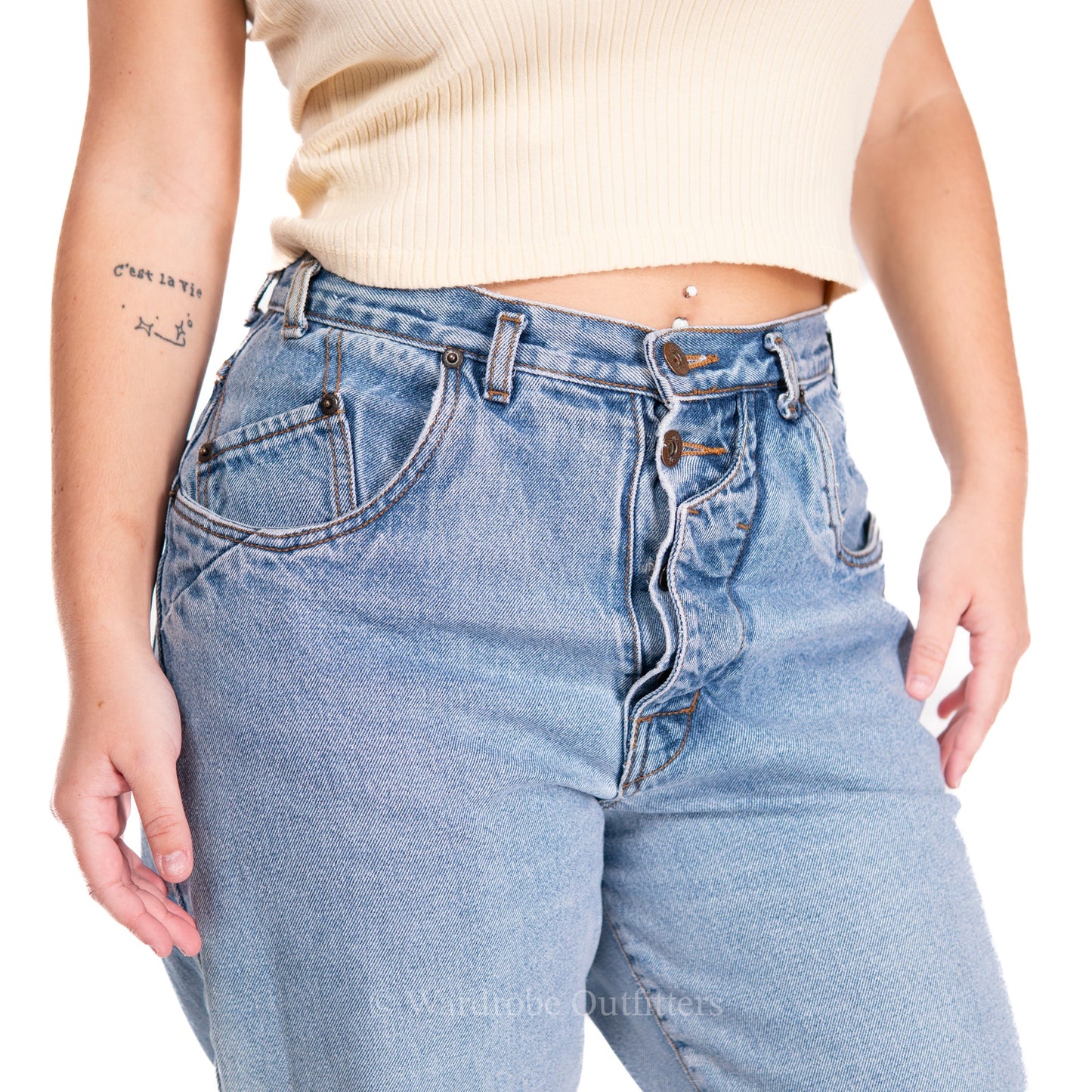 Vintage 90s Bonjour Light Wash Tapered Mom Jeans