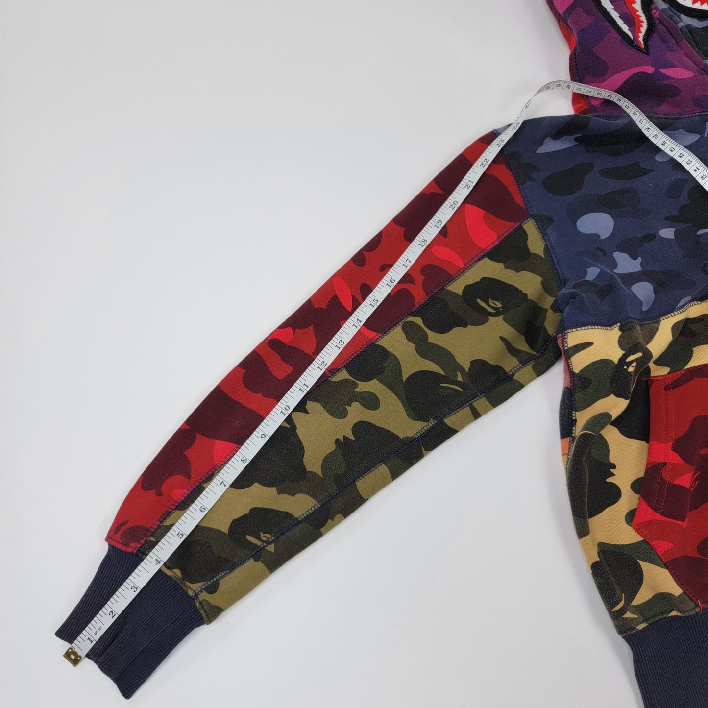 BAPE x A Bathing Ape Mix Camo Crazy Shark Full Zip Hoodie - M