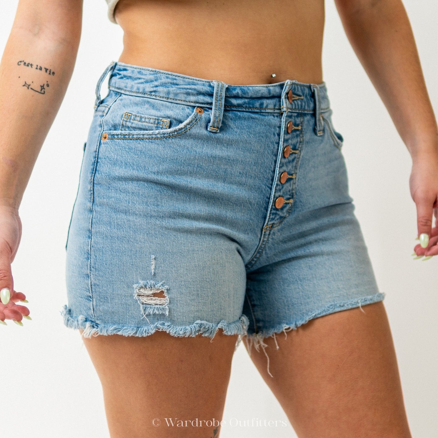 Light Blue Jean High Rise Cutoff Shorts