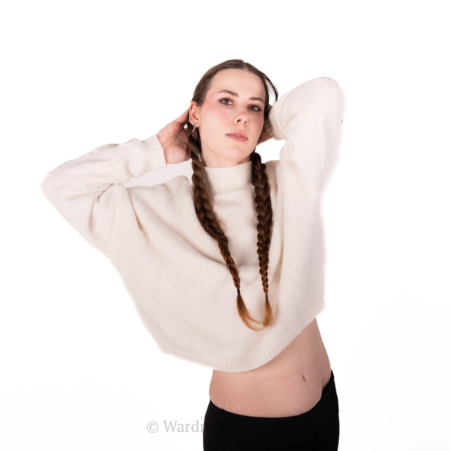 Cream White Plush Long Sleeve Sweater