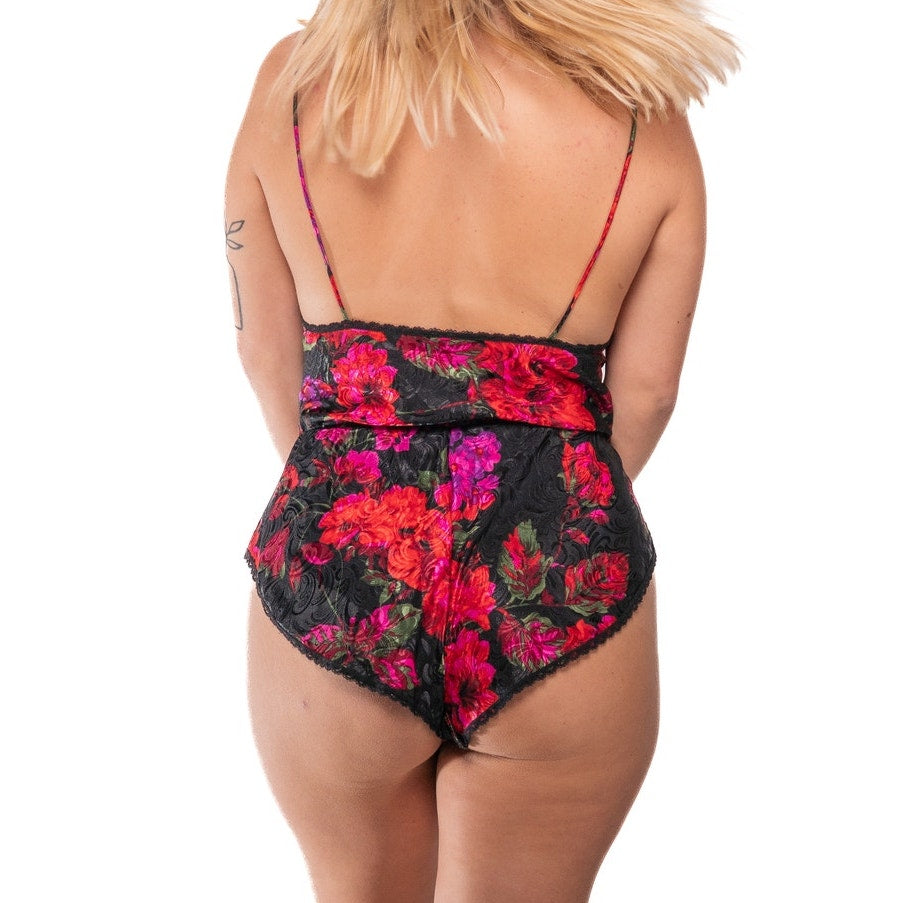 Lucie Ann II Vintage 70's Floral Teddy Romper High Cut Lingerie