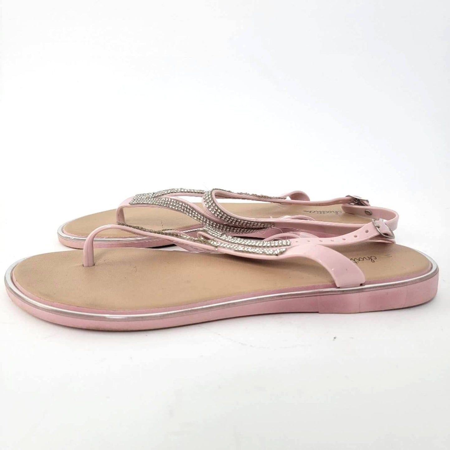 Chatties Pink Rhinestone Thong Flip Flop Sandals - 9.5/10