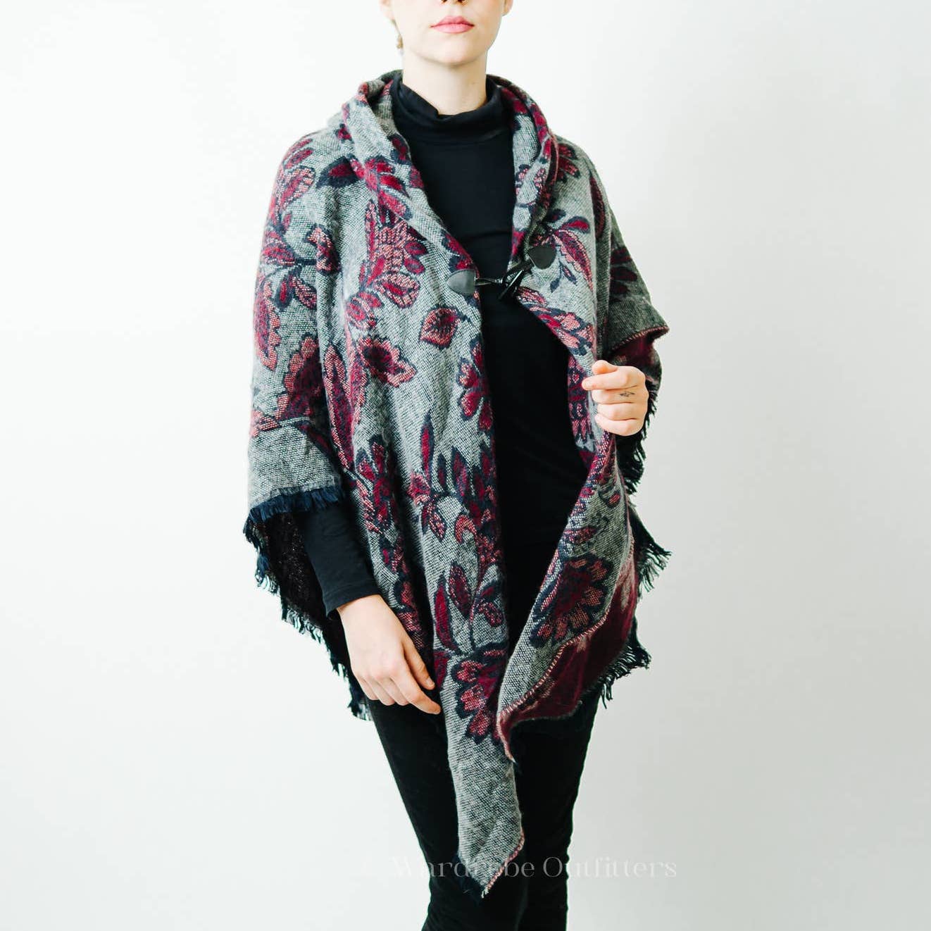 Floral Shaw Afgan Blanket Poncho