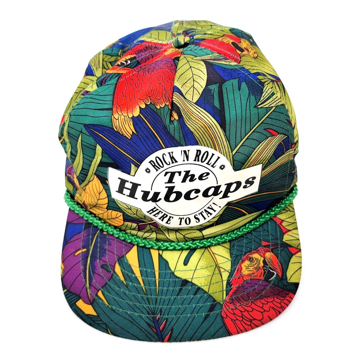 Vintage 'The Hubcaps' Tropical Floral Print Snapback Hat Cap 80/90's