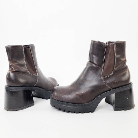 Vintage 90s XAPPEAL Chunky Platform Round Toe Chelsea Boots - 6