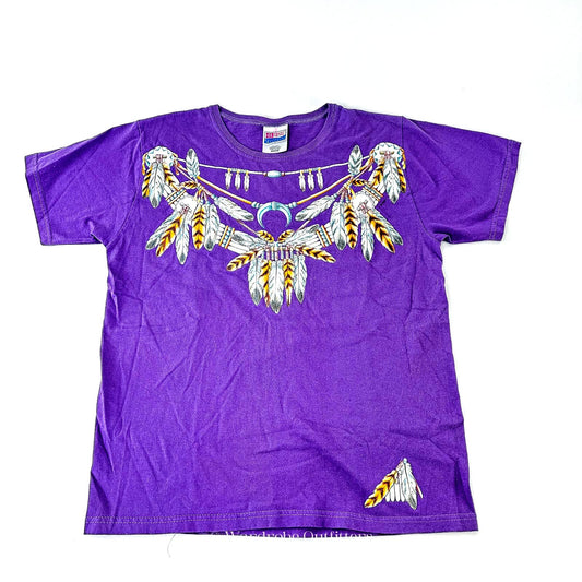 Vintage 90s Native American Western Feather Tee Shirt