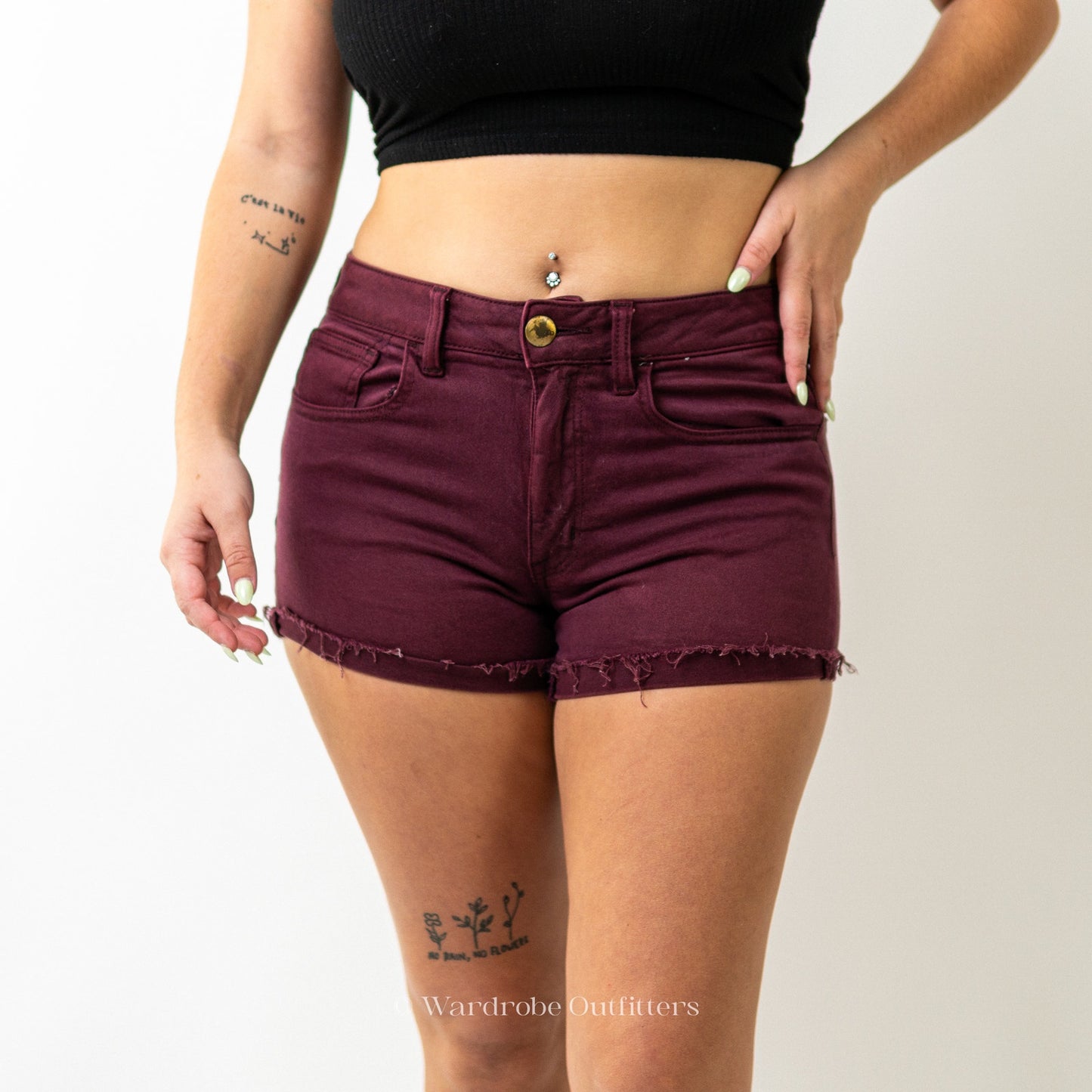 AEO Plum Denim Super Stretch High Rise Shortie Shorts