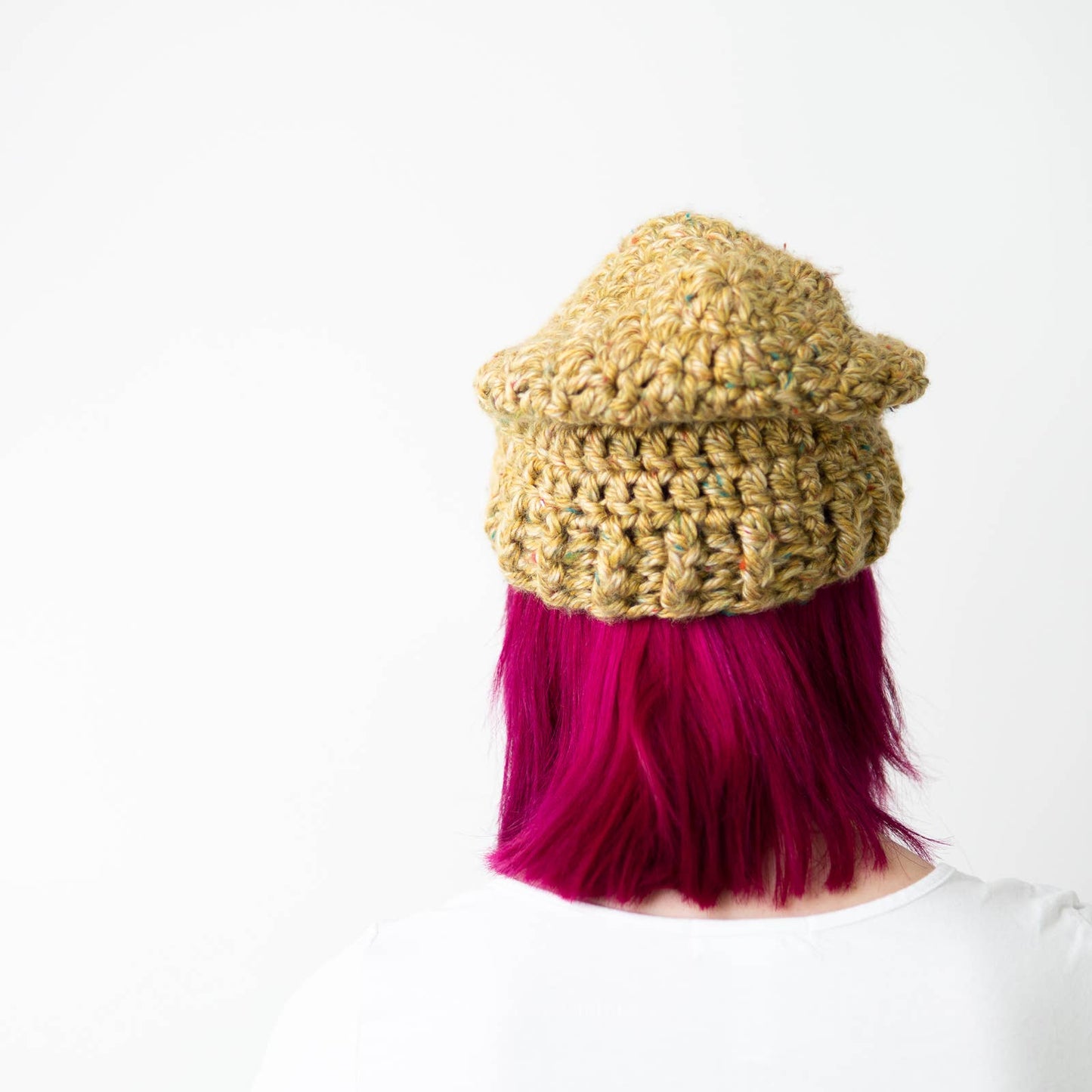 Handmade Crochet Knit Mustard Yellow Beanie