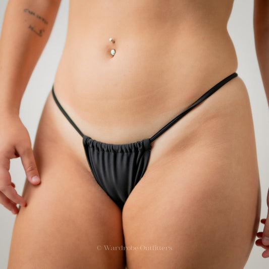 Black Triangle String Thong Bikini Swimsuit Bottoms