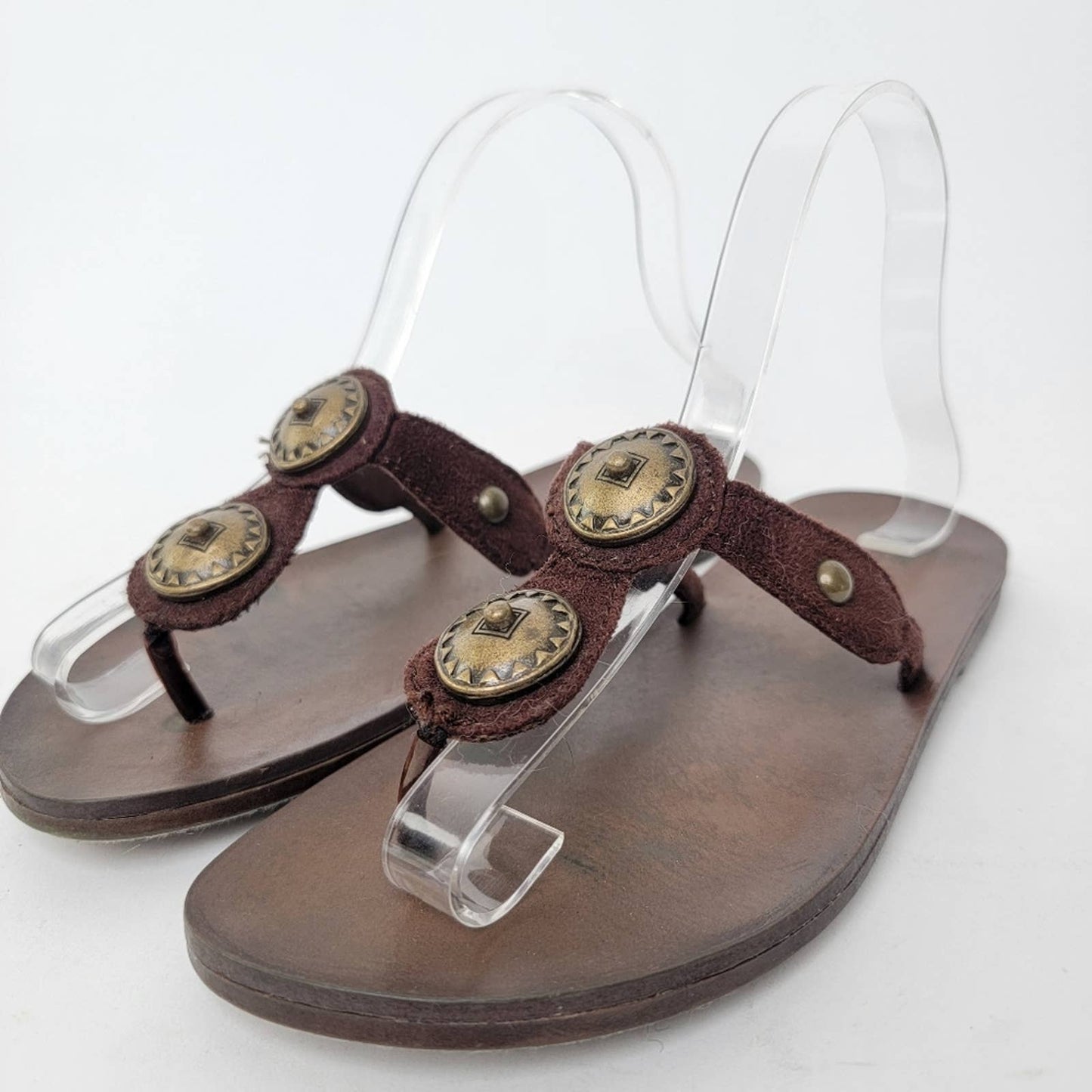 Brass Medalion Crest Flip Flop Thong Sandals - 7