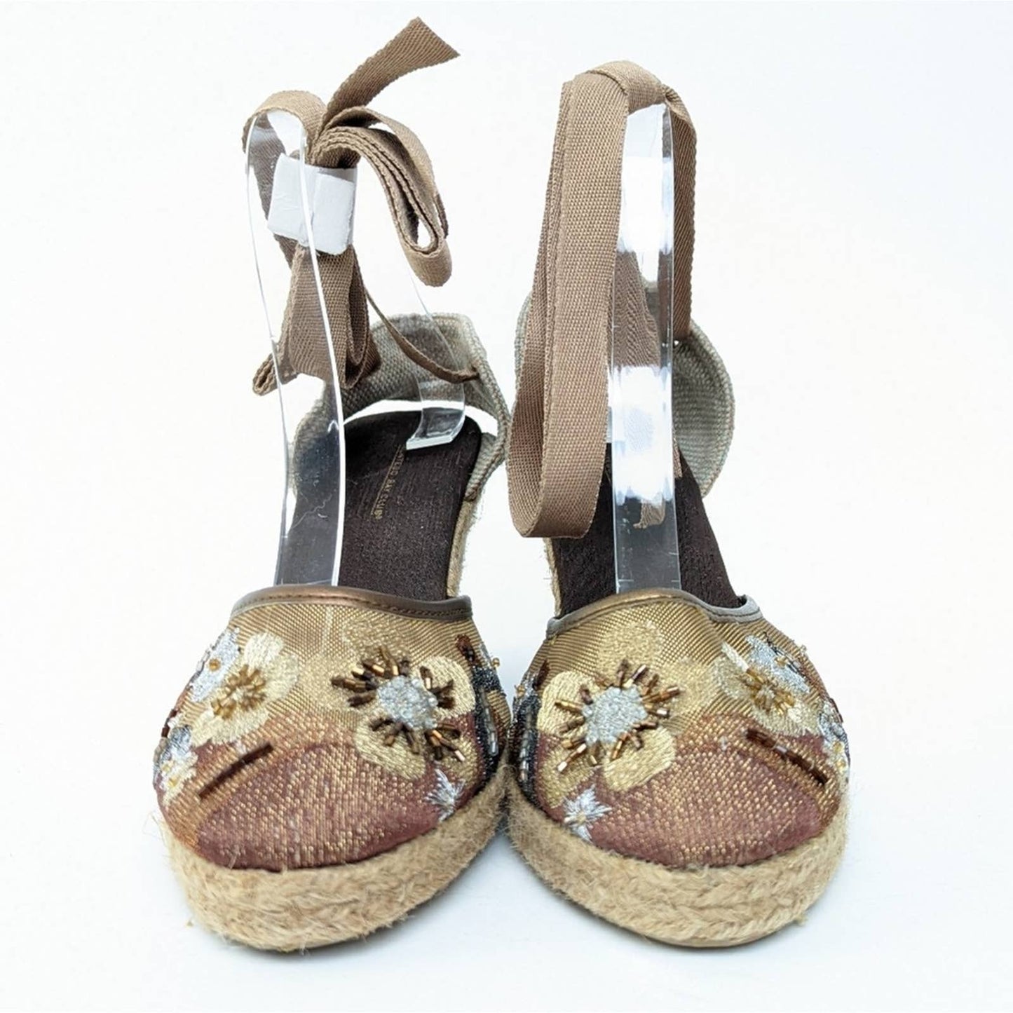 NEW MONTEGO BAY CLUB Embroidered  Floral Espadrille Wedge Sandals - 8