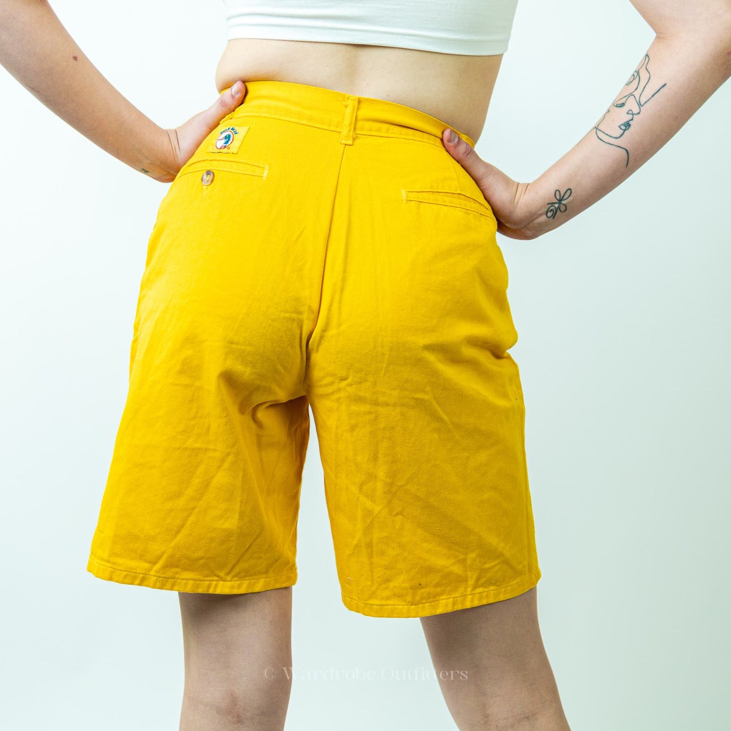 Vintage 80s Duckhead High Rise Mom Pleated Yellow Shorts