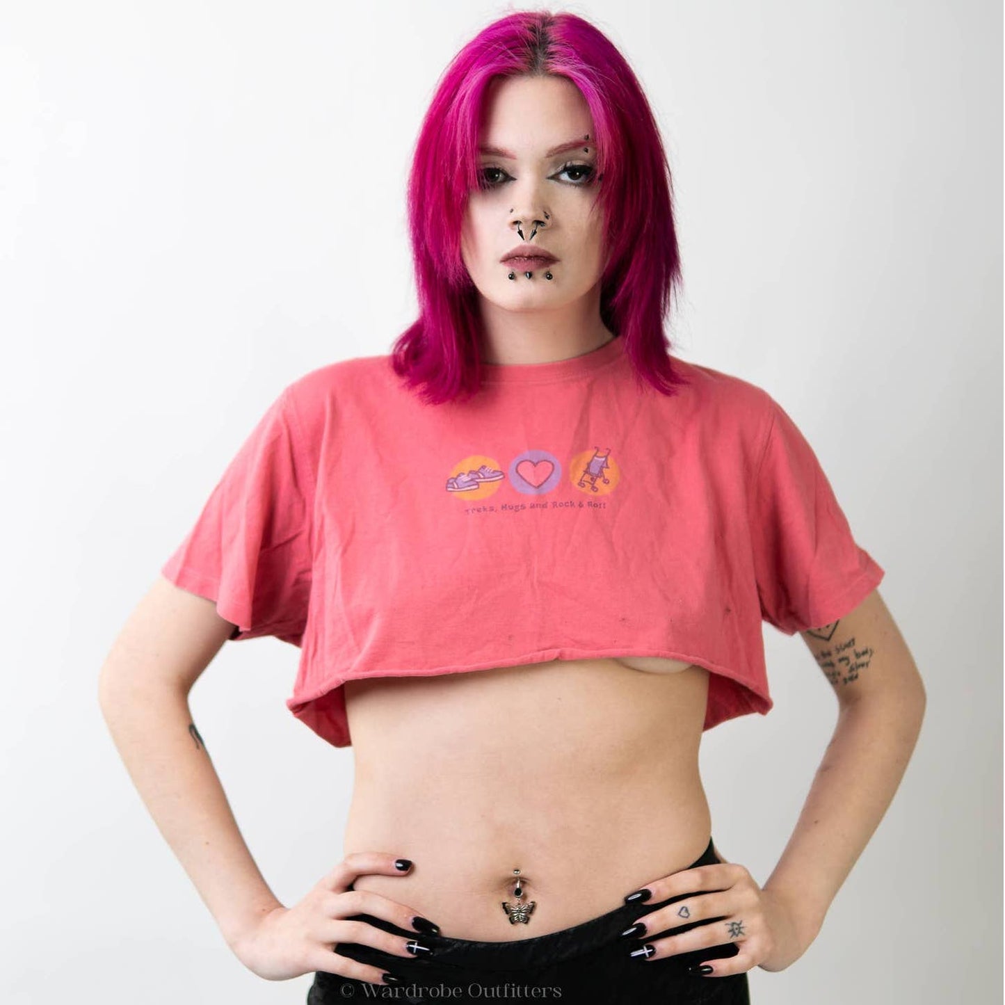 Life is Good Cropped Pink "Treks, Hugs and Rock & Roll" Tee