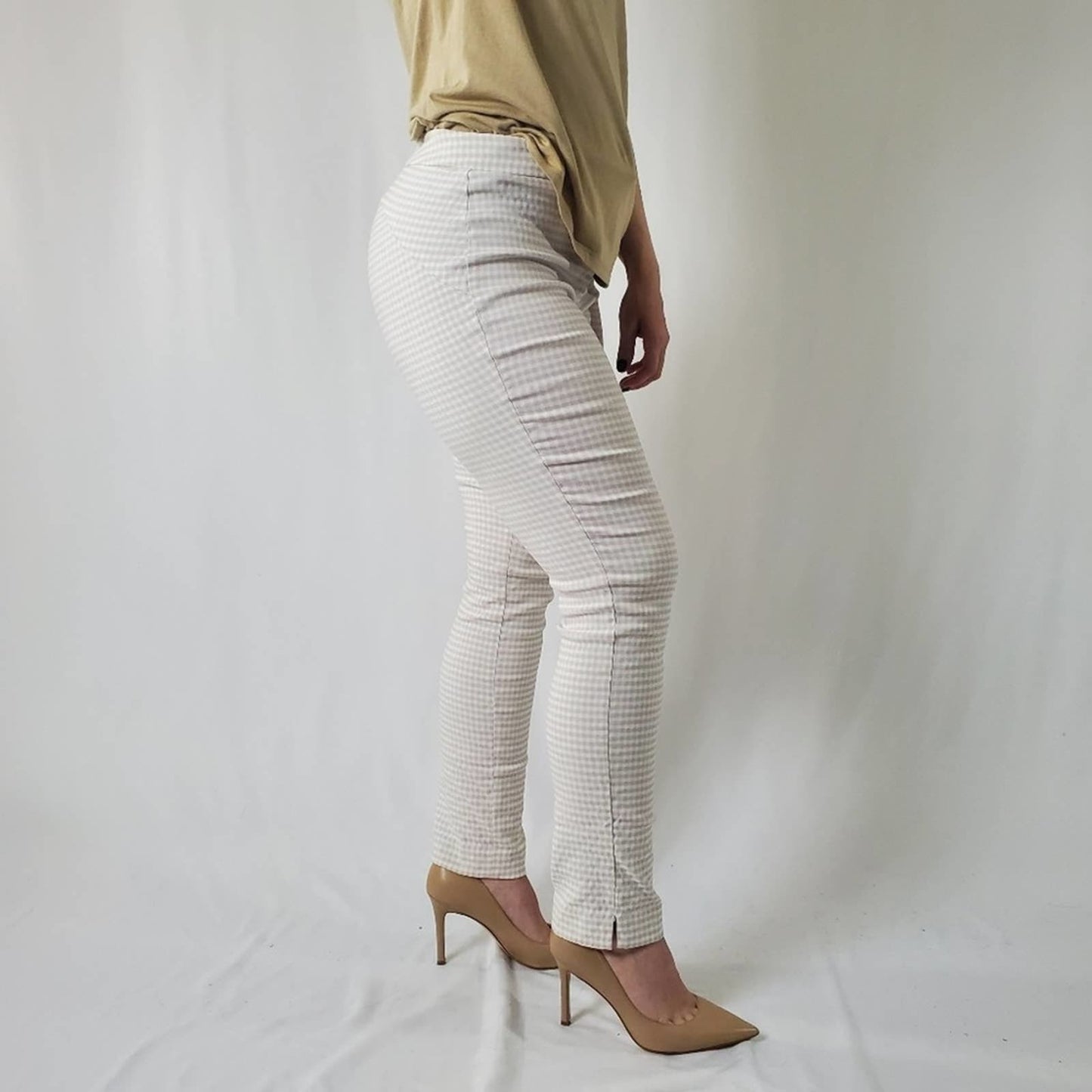 Calvin Klein Gingham Plaid Print Straight Leg Pants - 6