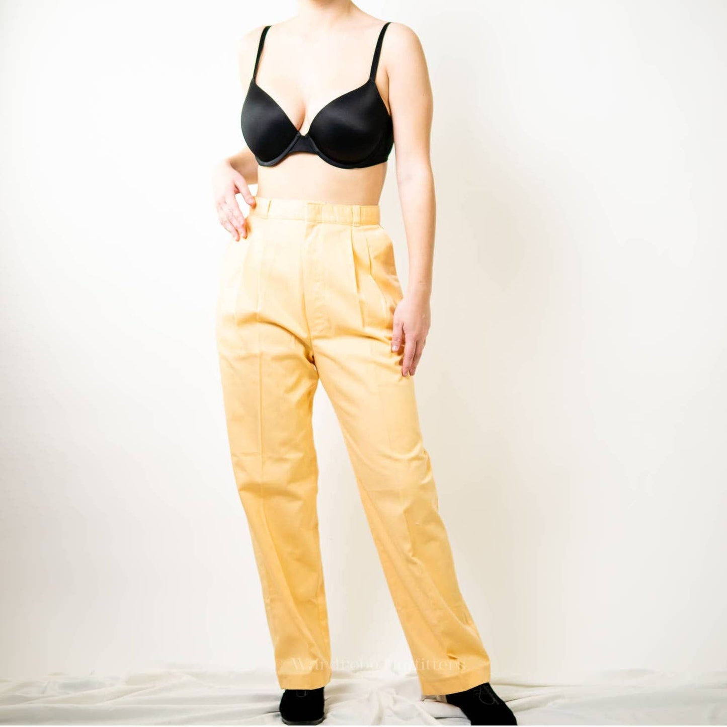 Vintage 70's Cheryl Tiegs Canary Yellow Pastel Straight Pleated Dress Pants