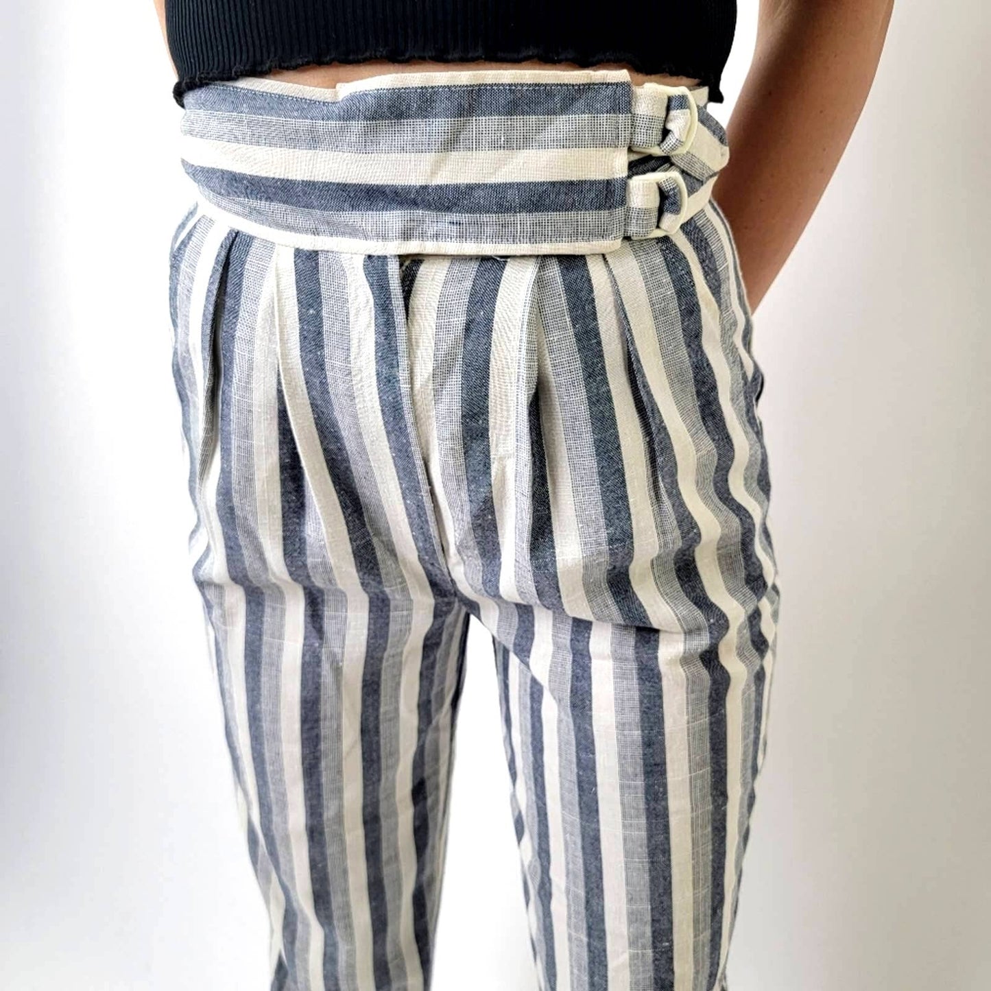 Vintage 70s Stonybrook Striped High Rise Straight Leg Pants