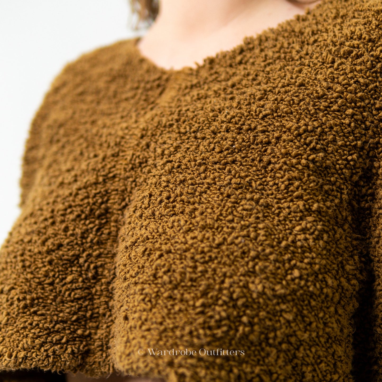 Free People Cropped Fuzzy Fleece Burnished Yellow Sweater Top