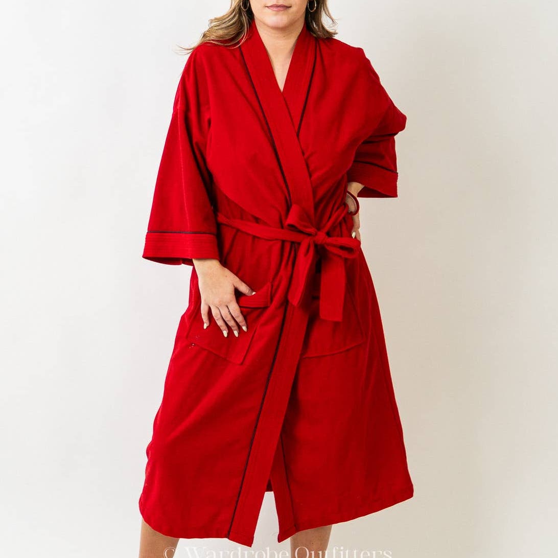 Vintage 70s Warm Red Full Length Kimono Robe Lingerie