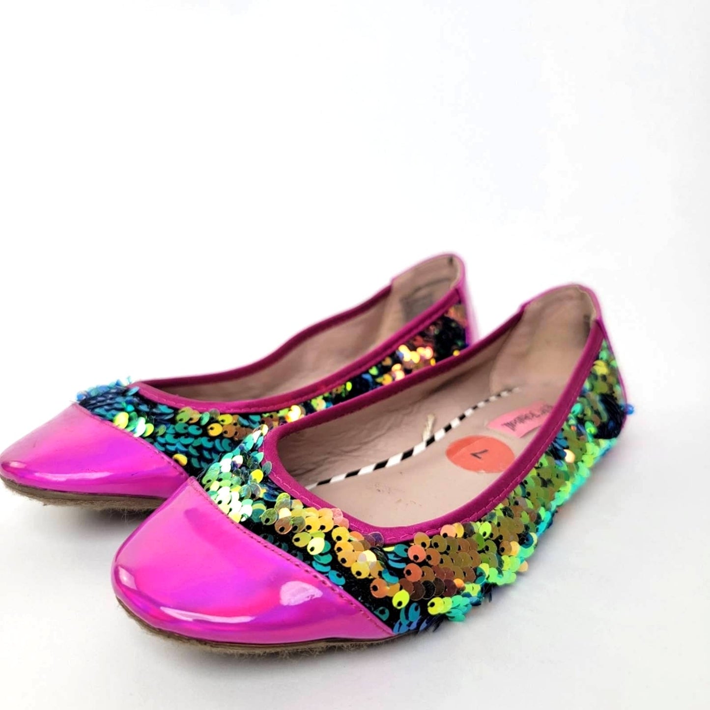 Betsey Johnson Sunglow Rainbow Sequin Ballet Flats- 7